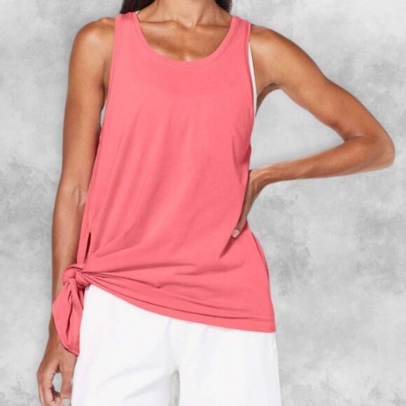 Lululemon To The Point Tank Top Scoop Neck Loose Fit Pima Cotton Pink Coral W M - Picture 2 of 6